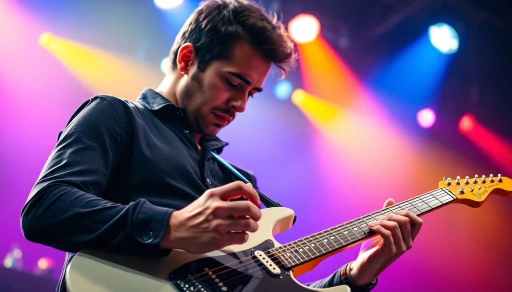 Performing with the Roland VG-99 at https://vg99.zip/ showcasing advanced sound controls and vibrant stage lighting.